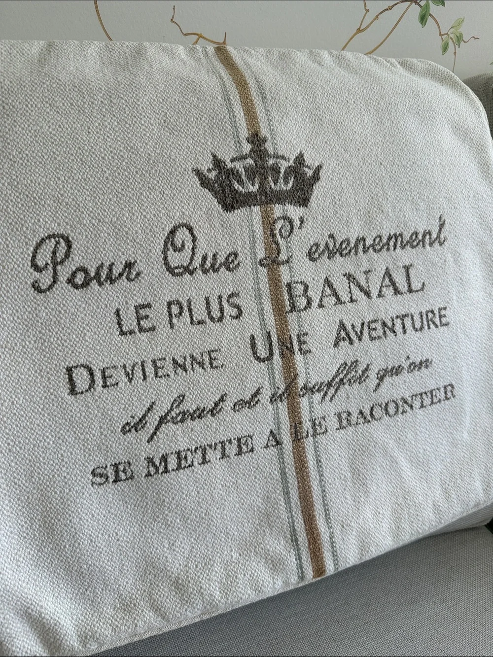 American Mills French Script Throw Pillow Cover - Made in USA